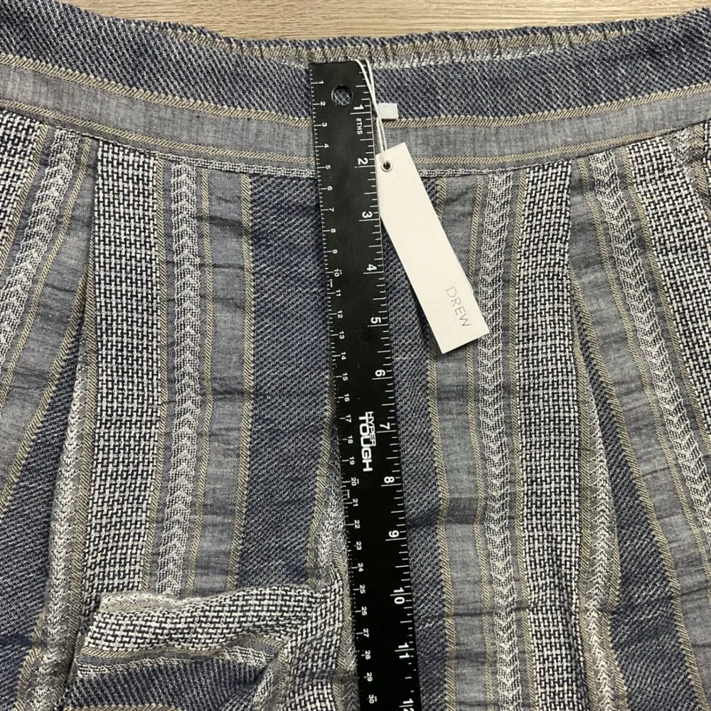 NWT‎ Drew Ivy Striped Cotton Pleated High Rise Shorts Womens Medium Indigo Blue